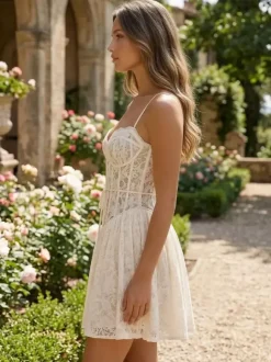 Lace Corset Mini Dress Sweetheart Collar A-line Birthday Party Sexy Strap Dress 2026