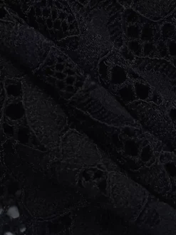 Lace Cutout Corset Style Blouse For Women - Black Sexy Long Sleeve Bustier Top - Spring Clubwear Party 2026