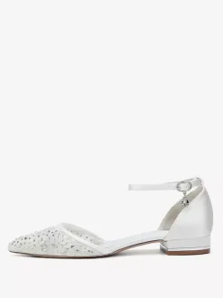 Lace Flat Wedding Shoes Rhinestones Pointed Toe Bridal Shoes