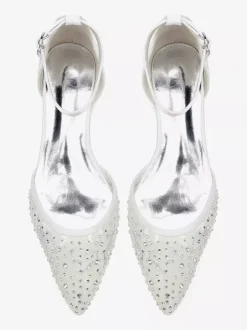 Lace Flat Wedding Shoes Rhinestones Pointed Toe Bridal Shoes