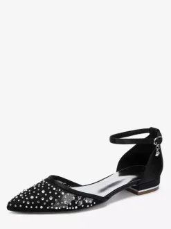 Lace Flat Wedding Shoes Rhinestones Pointed Toe Bridal Shoes