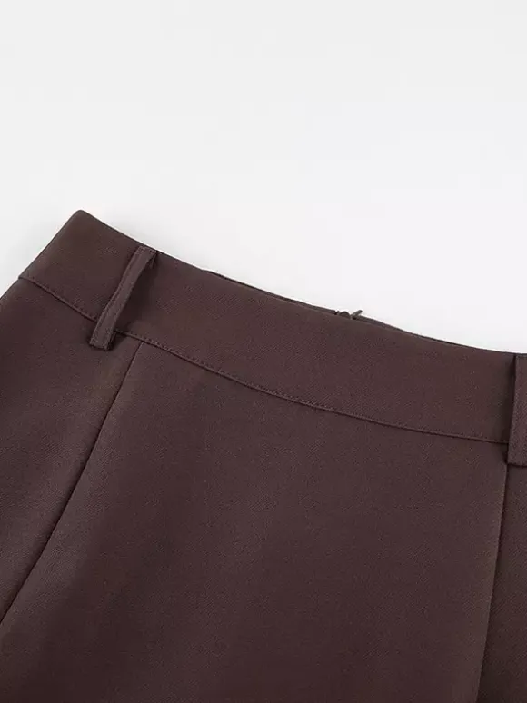Lace Inner Front Slit High Waist Straight Midi Skirt