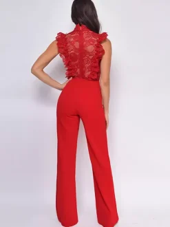 Lace Jumpsuits Stand Collar Sleeveless Sheer Summer One Piece Outfit For Women 2026