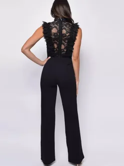 Lace Jumpsuits Stand Collar Sleeveless Sheer Summer One Piece Outfit For Women 2026