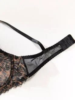 Lace Lingerie Lace Adjustable Lace Up Black Bra Panty 4-Piece Sets
