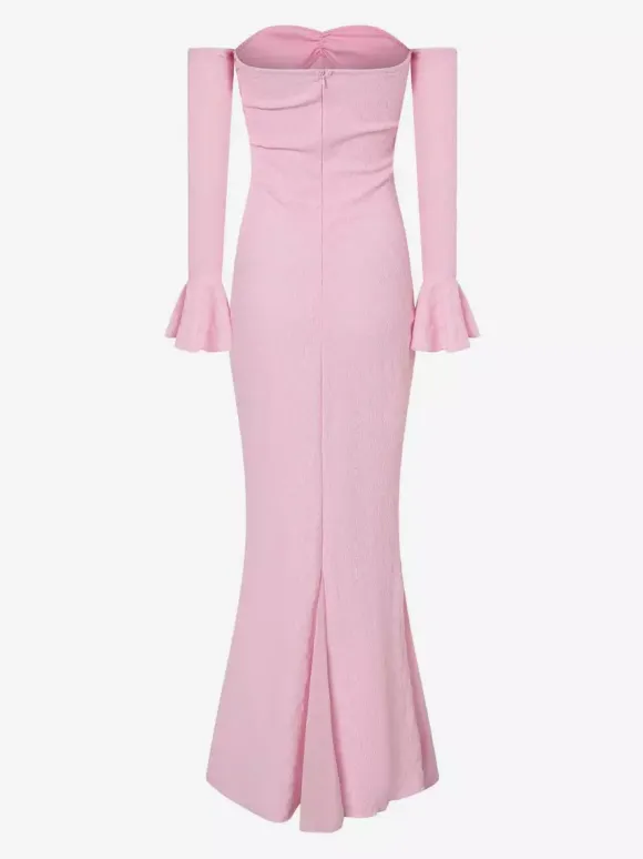 Lace Off Shoulder Maxi Dress For Women - Elegant Trumpet Long Sleeves Mermaid Gown - Spring Formal Evening Party 2026