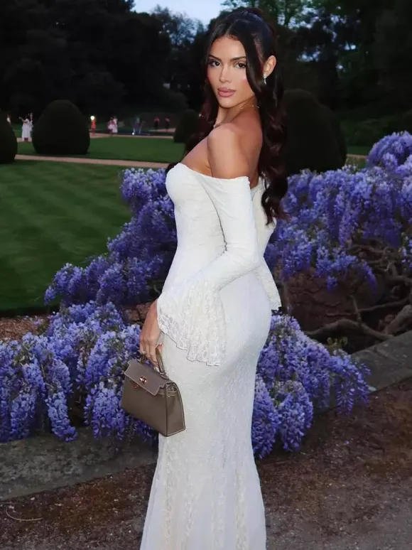 Lace Off Shoulder Maxi Dress For Women - Elegant Trumpet Long Sleeves Mermaid Gown - Spring Formal Evening Party 2026