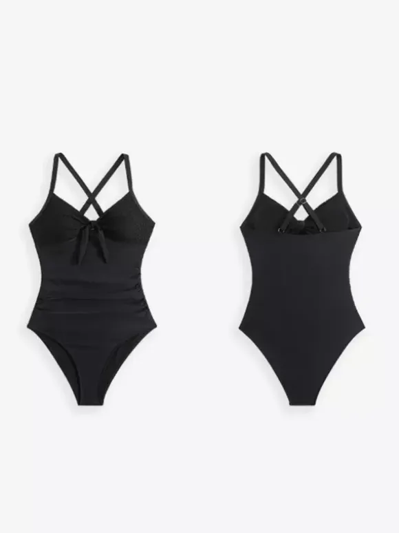 Lace Panel V-neck One-piece Swimsuit For Summer 2026