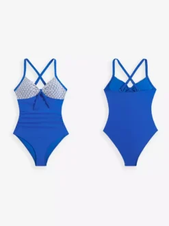 Lace Panel V-neck One-piece Swimsuit For Summer 2026