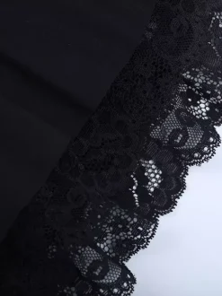 Lace Square Neck Mini Dress For Women - Black Gothic Ruffle Layered Long Sleeve Bodycon - Spring Night Out Clubwear 2026