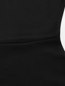 Lace Trim Keyhole Mini Dress For Women - Black Elegant High Neck Short Sleeve A-Line Dress - Spring Birthday Party 2026
