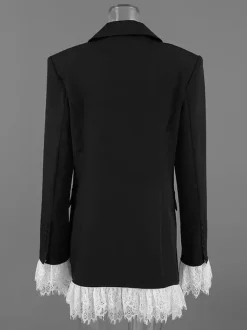 Lace Trimmed Blazer With Single-Button Closure For Women 2026