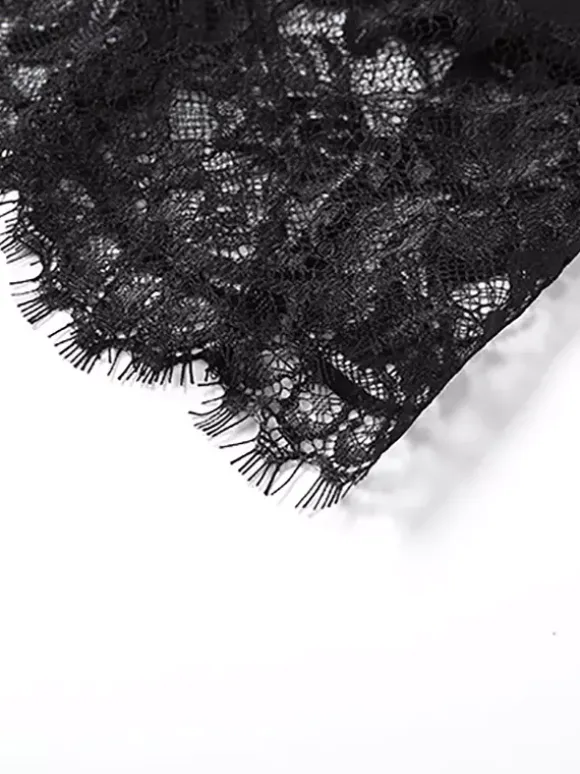 Lace Trim Slip Dress For Women - Black Ribbed Sleeveless Cami Mini Sundress - Summer Party Night Out 2026