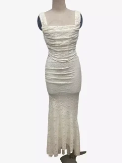 Lace Two Piece Set Square Neck Crop Top And Mermaid Maxi Skirt For Women 2026