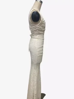 Lace Two Piece Set Square Neck Crop Top And Mermaid Maxi Skirt For Women 2026