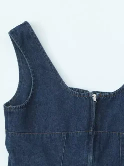 Lace-Up Front Denim Corset Top For Women 2026