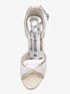 Lace Wedding Shoes Ivory Open Toe Chunky Heel Ankle Strap Bridal Shoes