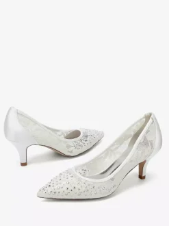 Lace Wedding Shoes Poined Toe Kitten Heel Mother Of The Bridesmaid Shoes