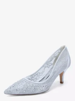 Lace Wedding Shoes Poined Toe Kitten Heel Mother Of The Bridesmaid Shoes
