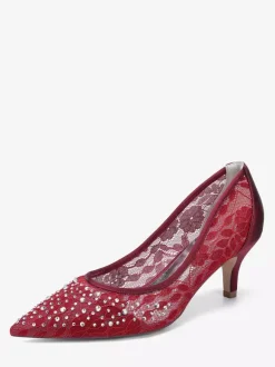 Lace Wedding Shoes Poined Toe Kitten Heel Mother Of The Bridesmaid Shoes