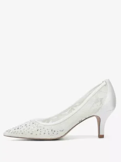 Lace Wedding Shoes Poined Toe Kitten Heel Mother Of The Bridesmaid Shoes