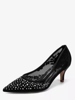 Lace Wedding Shoes Poined Toe Kitten Heel Mother Of The Bridesmaid Shoes