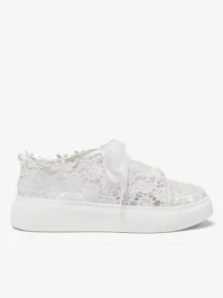 Lace Wedding Shoes Round Toe Lace Up Skate Bridal Shoes