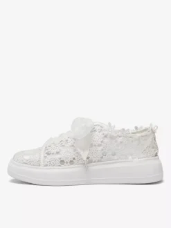 Lace Wedding Shoes Round Toe Lace Up Skate Bridal Shoes