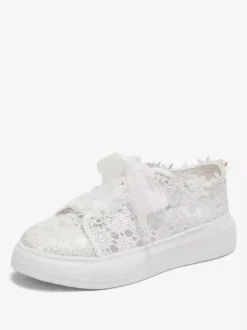 Lace Wedding Shoes Round Toe Lace Up Skate Bridal Shoes