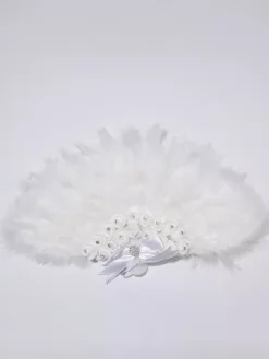 Ladies Wedding Fans Feather Decoration Handheld Folding Fan