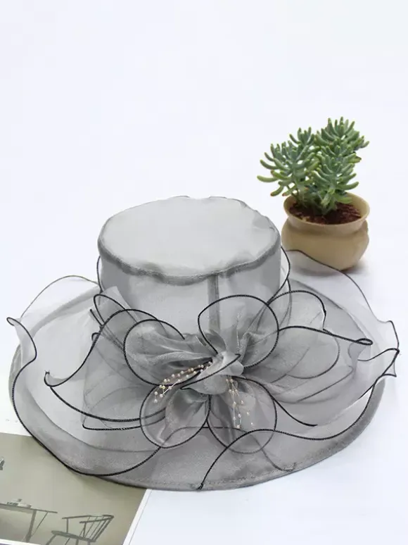 Ladies Fascinator Hats Romantic Organza Silk Flower Tea Party Hats