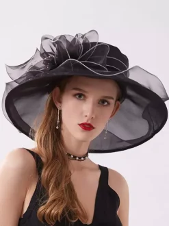 Ladies Fascinator Hats Romantic Organza Silk Flower Tea Party Hats