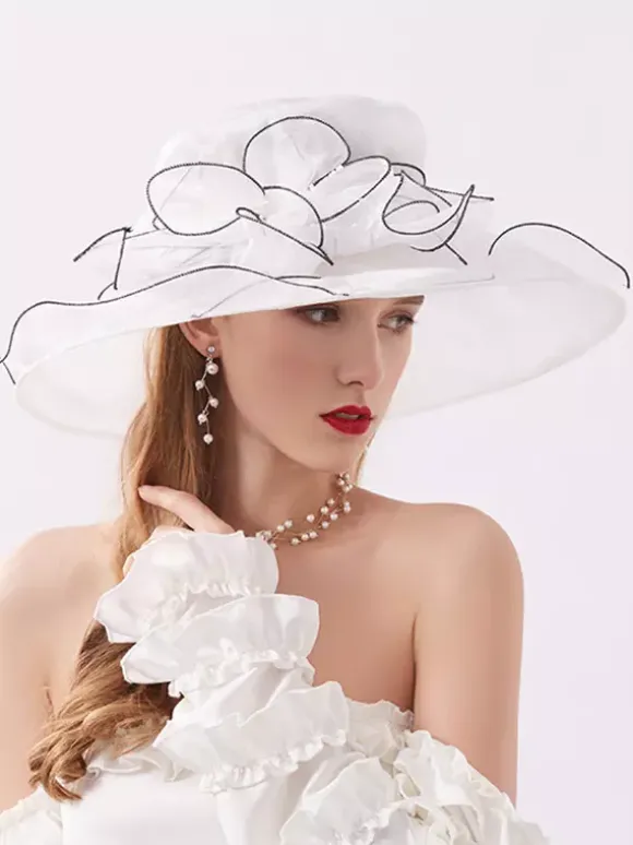 Ladies Fascinator Hats Romantic Organza Silk Flower Tea Party Hats