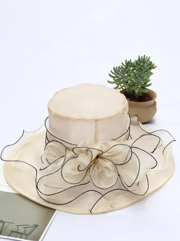 Ladies Fascinator Hats Romantic Organza Silk Flower Tea Party Hats