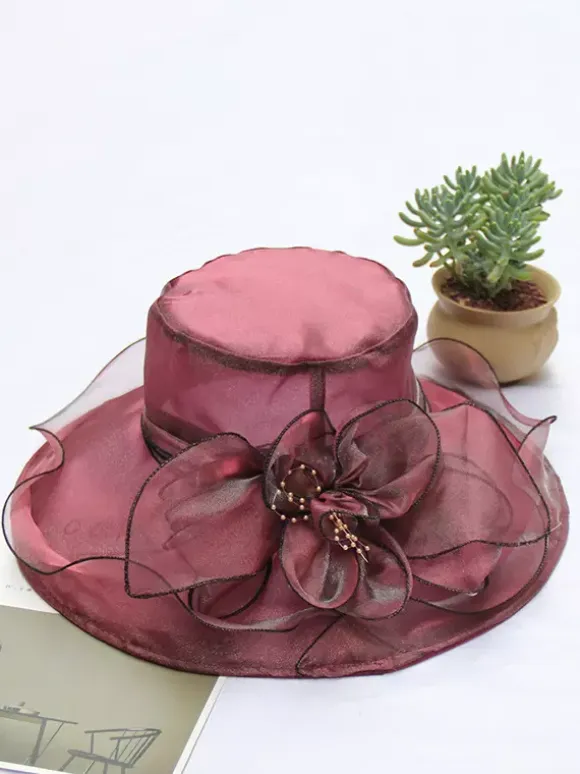 Ladies Fascinator Hats Romantic Organza Silk Flower Tea Party Hats