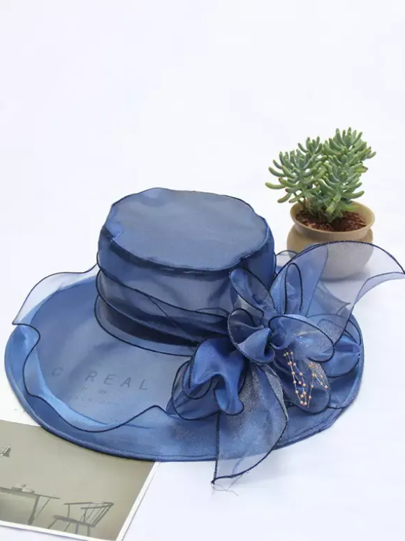 Ladies Fascinator Hats Romantic Organza Silk Flower Tea Party Hats