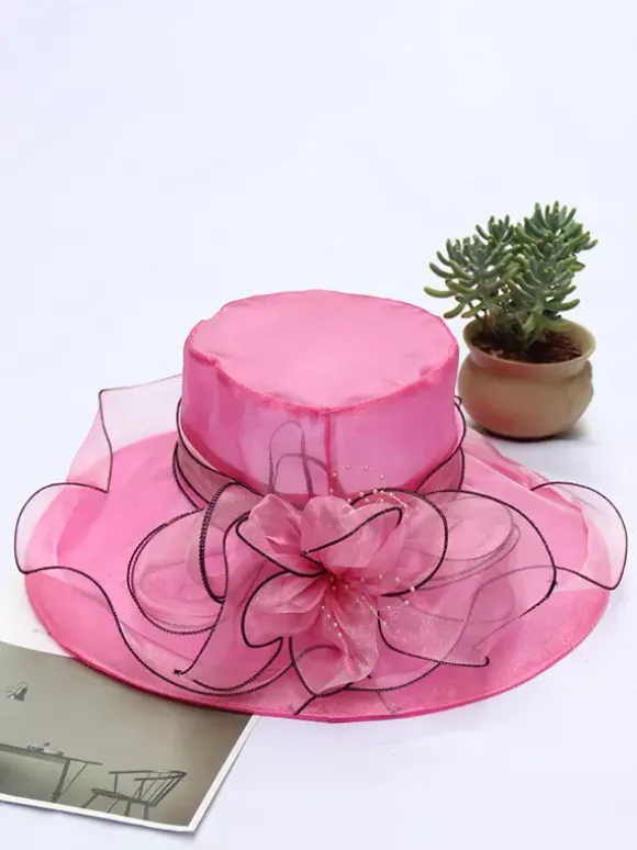 Ladies Fascinator Hats Romantic Organza Silk Flower Tea Party Hats