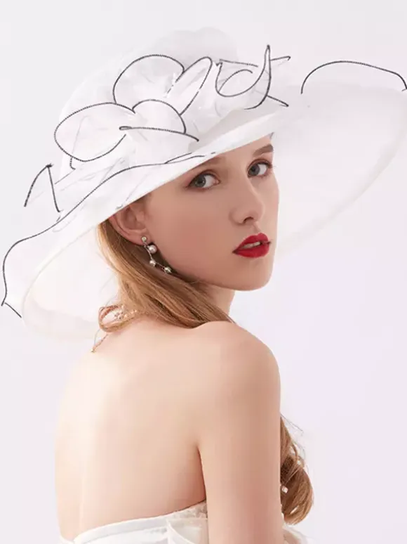 Ladies Fascinator Hats Romantic Organza Silk Flower Tea Party Hats