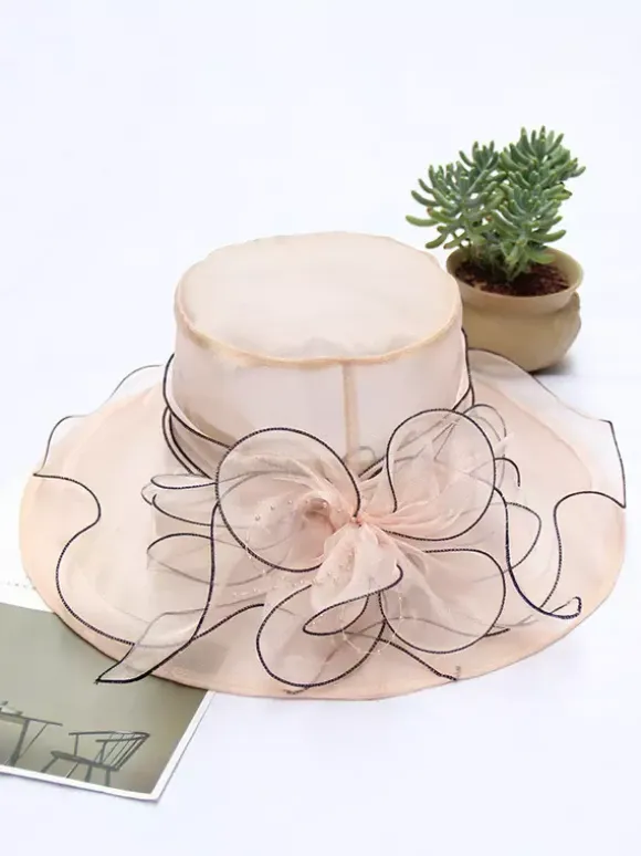Ladies Fascinator Hats Romantic Organza Silk Flower Tea Party Hats