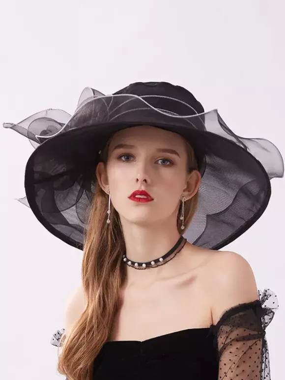 Ladies Fascinator Hats Romantic Organza Silk Flower Tea Party Hats