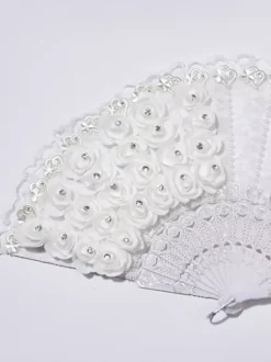 Ladies Wedding Fans Lace Decoration Handheld Folding Fan