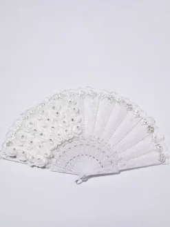 Ladies Wedding Fans Lace Decoration Handheld Folding Fan