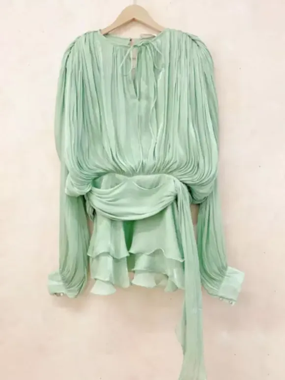 Lantern Sleeve Mini Dress For Women - Pleated Tie Waist Fit Flare - Spring Party Cocktail Outfit 2026