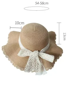 Large Brim Straw Hat With Lace Bow Knot Summer Breathable Sun Protection Beach Hat 2026