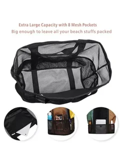 Large Capacity Mesh Beach Bag Multifunctional Travel Portable Shoulder Storage Bag 2026