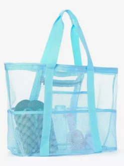 Large Capacity Mesh Beach Bag Multifunctional Travel Portable Shoulder Storage Bag 2026