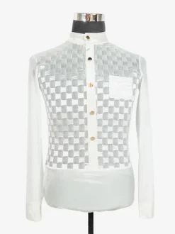 Latin Dance Ballroom Costume White Men's Sexy Polyester Tops Dancing Wear