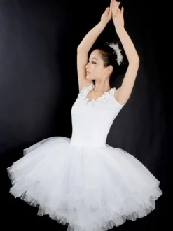 Latin Dance Costume Ballerina Dresses Women White Tutu Dancing Costume