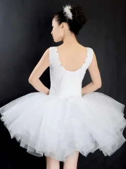 Latin Dance Costume Ballerina Dresses Women White Tutu Dancing Costume