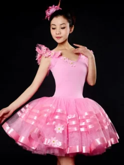 Latin Dance Costume Ballerina Dresses Women White Tutu Dancing Costume